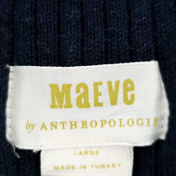 Maeve Anthropologie Puff Sleeve Mini Dress  Ribbed Knit Buttons Stretch LARGE - Picture 6 of 8